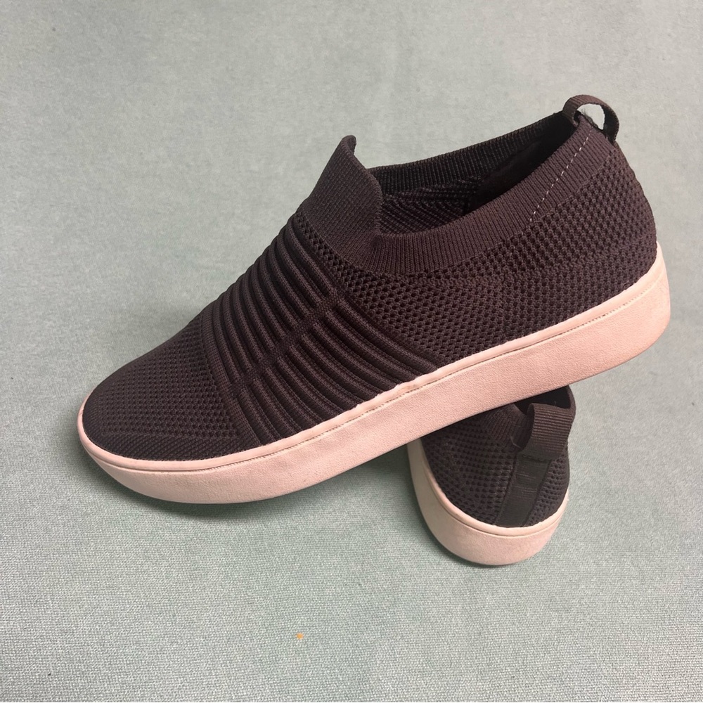 Dunes women’s size 9 slip-On Sneakers in charcoal knit stretch fabric comfort - Picture 7 of 8